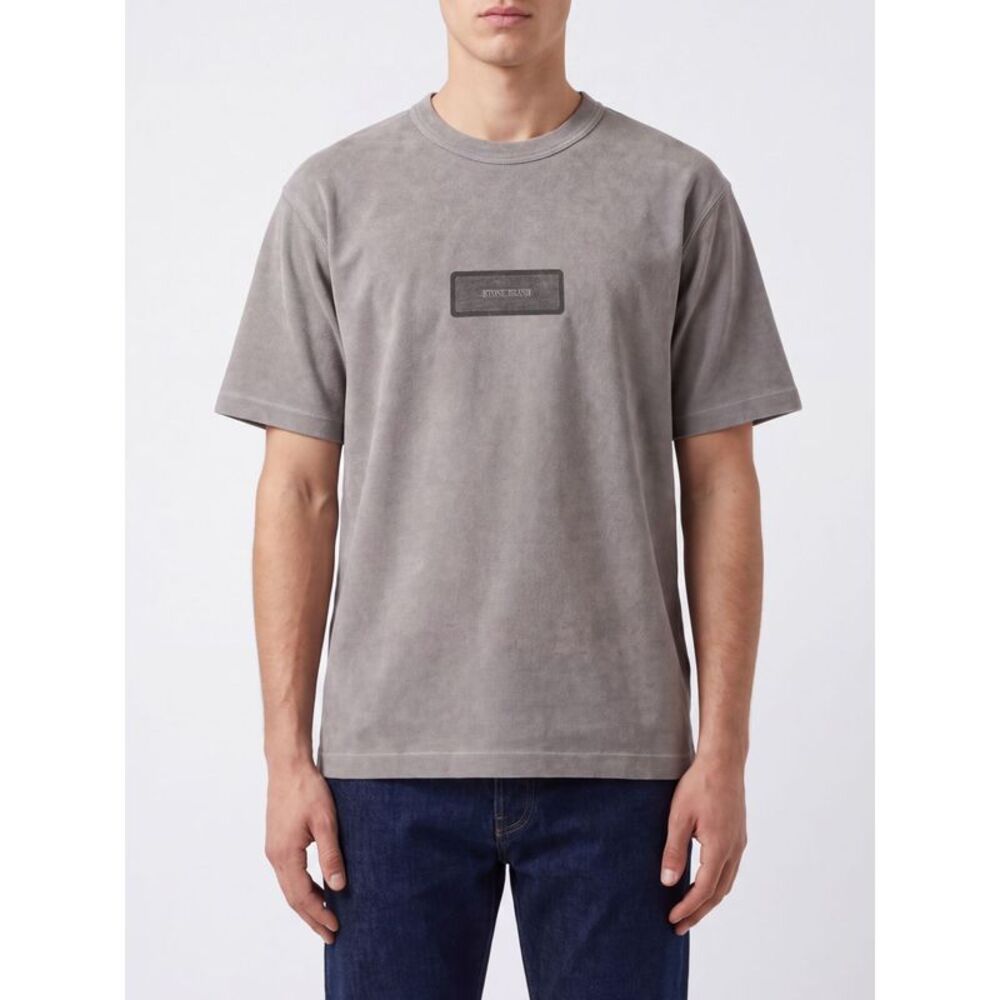 Stone Island Men Stone Island Crewneck Cotton T-Shirt With Contrast Logo